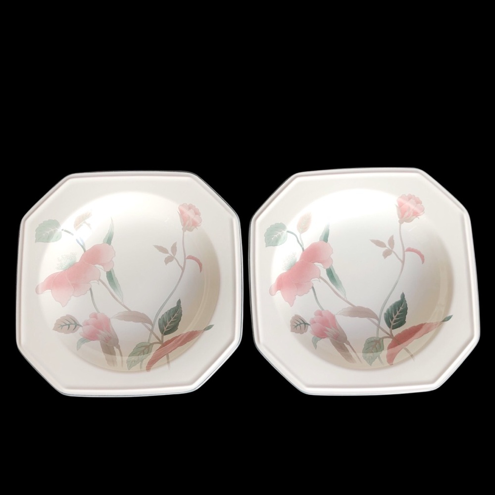 Mikasa Continental Silk Flowers Dessert / Soup Bowls 8 1/2” Japan Set Of 2 EUC